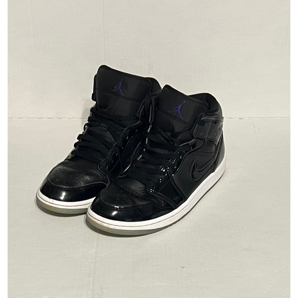 Nike Air Jordan 1 Mid SE Black Patent Purple Men's Size 10 DV1308-004 Sneakers
